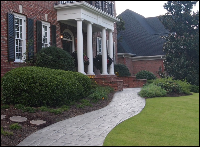 colored stamped patterned concrete walkway sidewalk